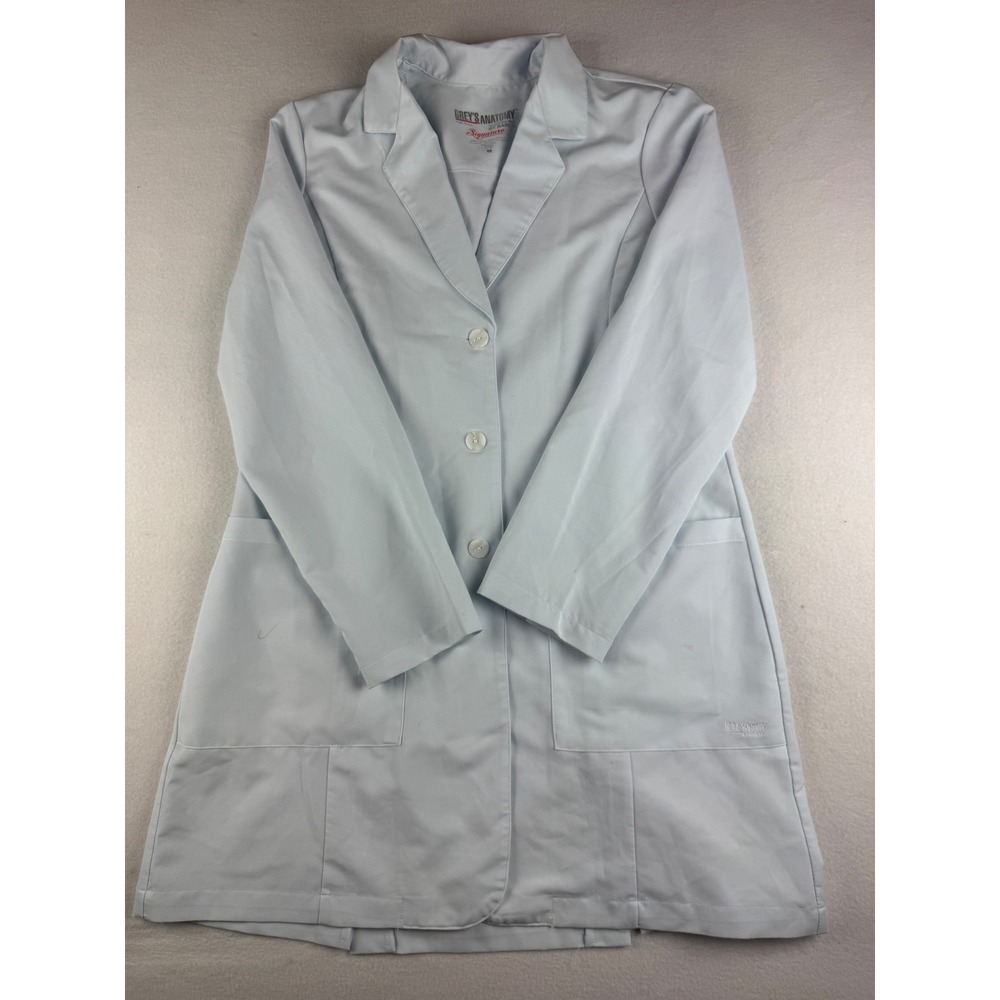 Greys Anatomy by Barco Signature Light Blue 3 Button Lab Coat Womens Medium